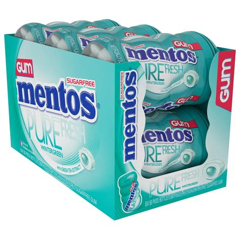 Mentos Pure Fresh Wintergreen Gum 50 Piece 6 Count