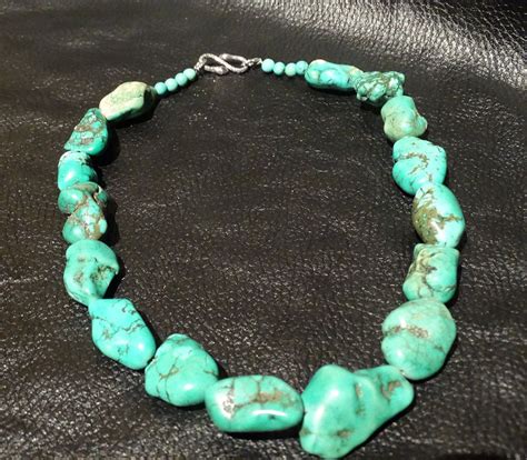 Natural Turquoise Necklace Vintage Nuggets Handmade Etsy Turquoise