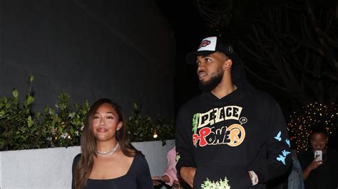 Jordyn Woods And Karl Anthony Towns Exit A Late Dinner At Catch Steak
