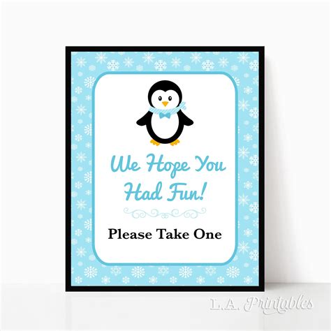 We Hope You Had Fun Please Take One Favor Sign Blue Penguin Etsy