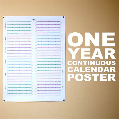 One Year Continuous Calendar Poster With Pictures Instructables