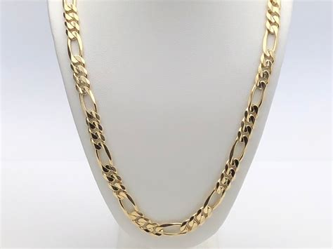 Mens 14k Yellow Gold Solid Figaro Chain Necklace Link 20 775mm