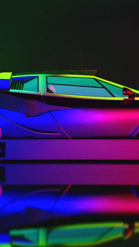 Lamborghini Neon Wallpaper Machine Car Art Countach Rendering
