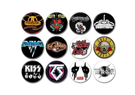 12 X 80s Hard Rock And Heavy Metal Band Buttons Badges Etsy
