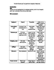 Chemistry Coursework Risk Assessment