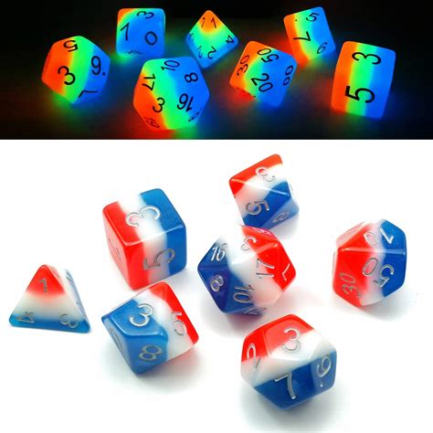 Bescon Glowing Polyhedral Dice 7pcs Set French Kiss Luminous Rpg Dice