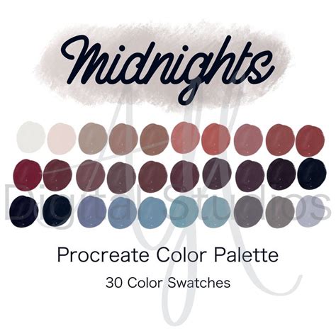 Midnights Procreate Color Palette Taylor Swift Inspired Etsy Swift