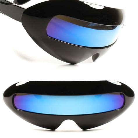 details about space robot costume rave party cyclops futuristic blue and green lens sunglasses
