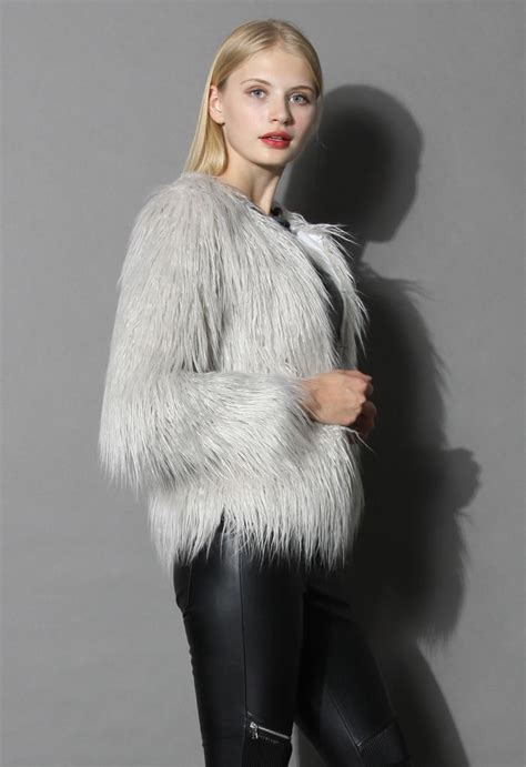 My Chic Faux Fur Coat In Silver Retro Indie And Unique Fashion