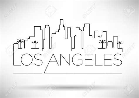 Los Angeles City Line Silhouette Typographic Design Royalty Free