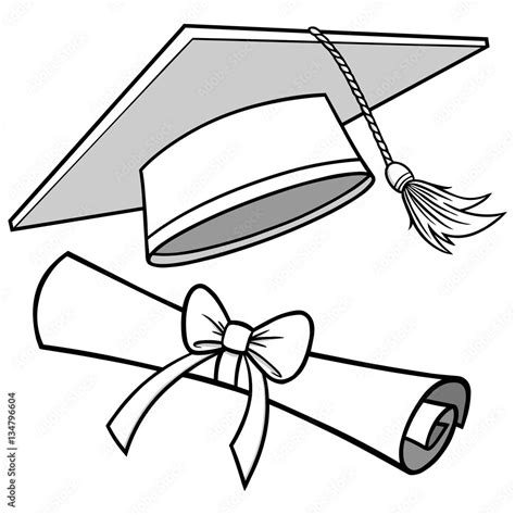 Graduation Cap And Diploma Illustration Stock Vector Adobe Stock