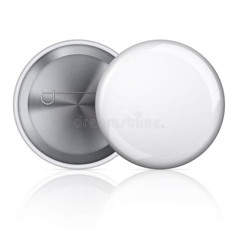 White Blank Badging Round Button Badge Isolated Realistic Vector