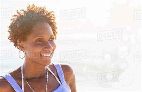Portrait Of Woman On Beach Stock Photo Dissolve