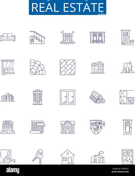 Real Estate Line Icons Signs Set Design Collection Of Property Homes