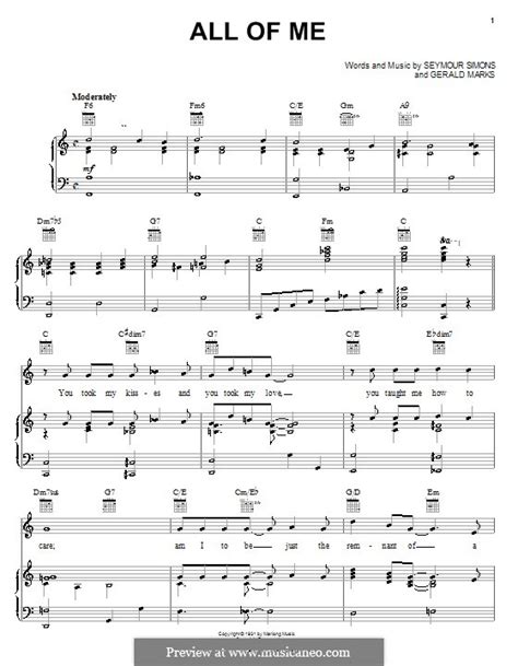 3:13 francesco piantoni 216 просмотров. All of Me by S. Simons, G. Marks - sheet music on MusicaNeo