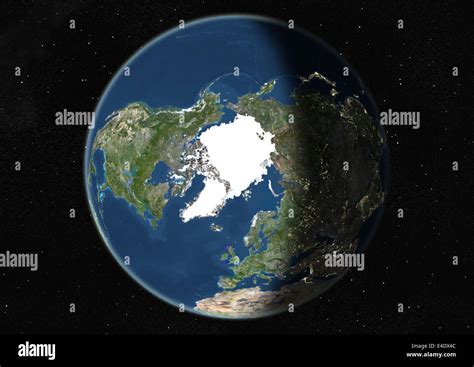 Globe Centred On The North Pole True Colour Satellite Image True