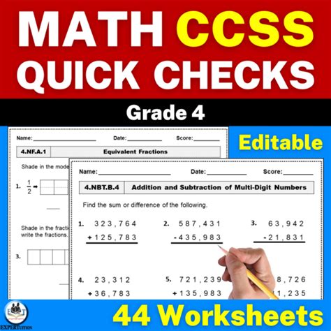 4th Grade Common Core Math Worksheets Common Core Math Assessments