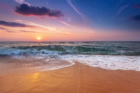 Sunrise Light On Ocean Waves Stock Photo Image Of Light Beach 75501414