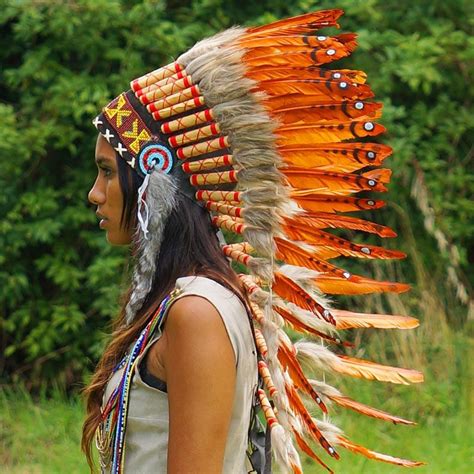 Dark Orange Indian Headdress 90cm Indian Headdress Novum Crafts