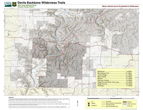 Mark Twain National Forest Devils Backbone Wilderness Trails Map By