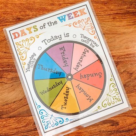 Days Of The Week Printable Wheel Circle Time Calendar Etsy Calendar