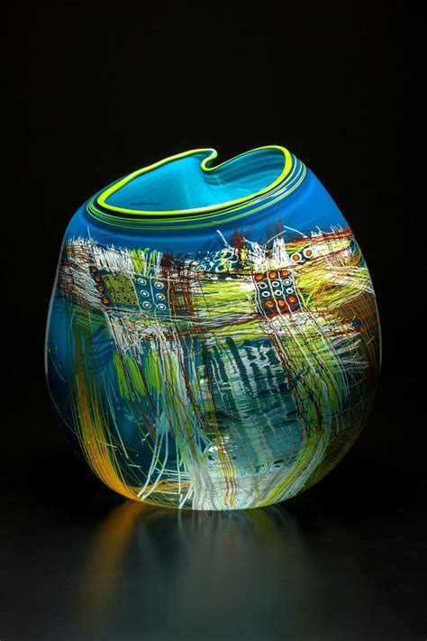 Chihuly Cylinders Dale Chihuly Turquoise Soft Cylinder With Lime Lip Wrap Art Glass Vase