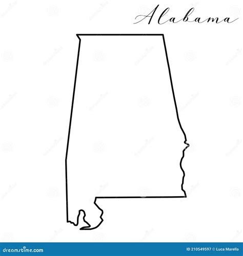 Alabama Line Map Stock Vector Illustration Of Geography 210549597