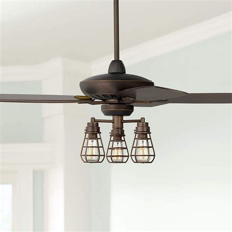 Emerson 48 ceiling fan callan oil rubbed bronze w/ walnut blades cf110orb. 52" Casa Journey Oil-Rubbed Bronze Cage LED Ceiling Fan ...