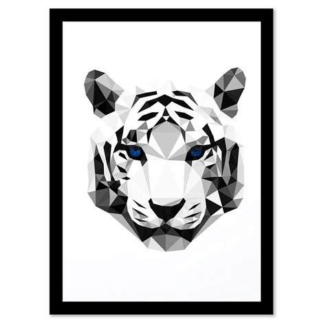 Geometric Animals Tiger Head Framed Print 21x2794cm Geometric