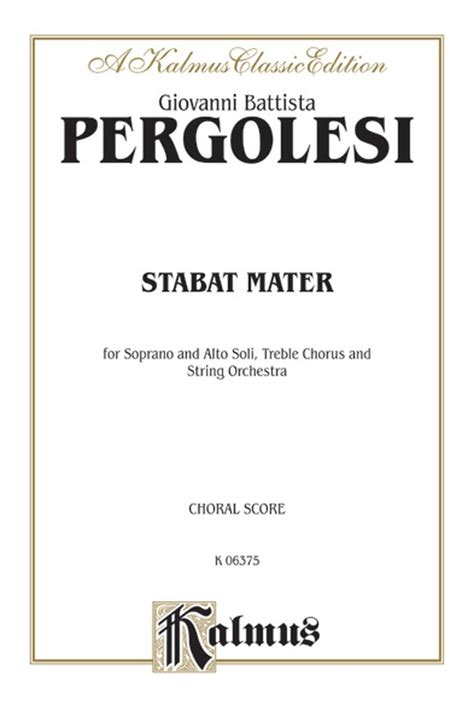 Stabat Mater Sa With Sa Soli Choral Book Giovanni Battista Pergolesi