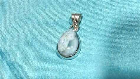 Genuine Dominican Larimar Pendant 925 Sterling Silver Pear Etsy