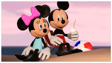 Mickey And Minnie At The Beach In Summer By Theredtoony On Deviantart