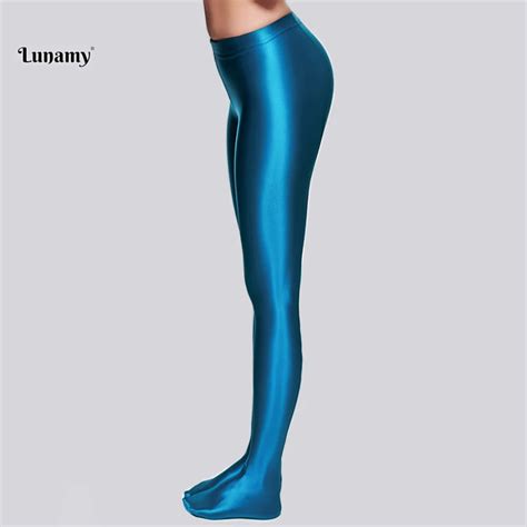 lunamy satin glossy opaque pantyhose sexy stockings shiny yoga leggings sport women fitness