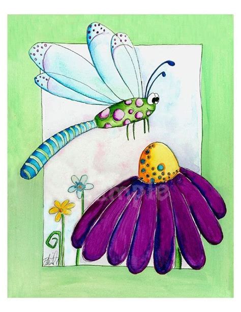 Dragonfly Watercolor Prints Dragonfly Nursery Art Print 8x10 By