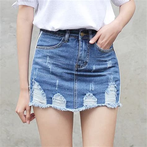 Yichaoyiliang Summer Micro Mini Denim Shorts Skirts For Women High Waist Ripped Jeans Shorts
