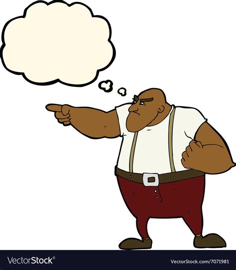 Cartoon Angry Tough Guy Pointing With Thought Vector Image