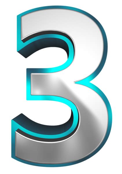 Metallic And Blue Number Three Png Clipart Image Clip Art Clipart