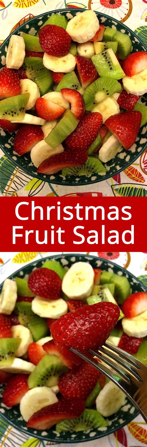 Christmas Fruit Salad With Strawberries Kiwis And Bananas Red Green