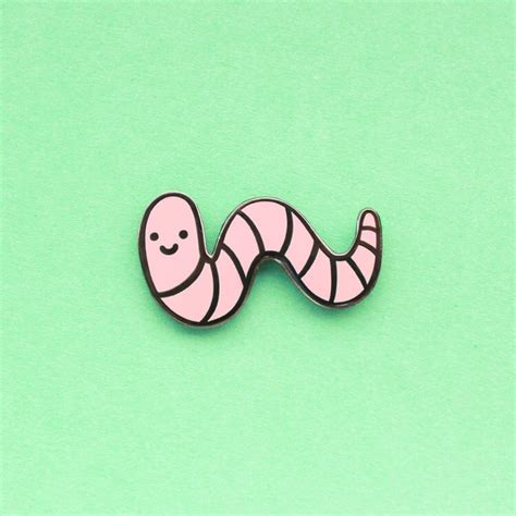 Little Worm Pin Etsy Enamel Pins Patches Pin And Patches