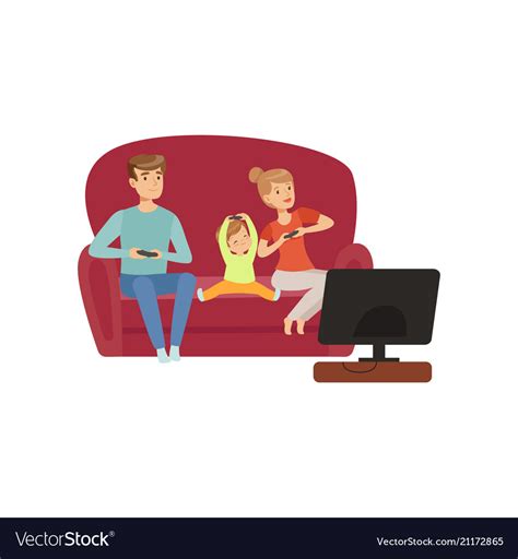 mom dad and their little son sitting on the sofa vector image