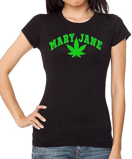 Juniors Mary Jane Weed Leaf V570 Black T Shirt Black Clothing