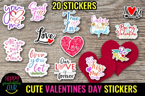 Cute Valentines Day Stickers Love Sticke Graphic By Happy Printables