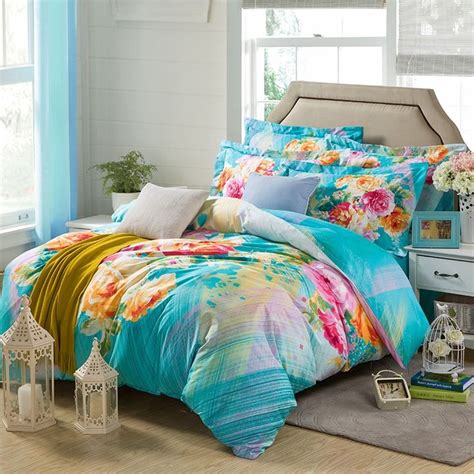 Aqua Blue And Yellow Abstract Classic Country Floral Full