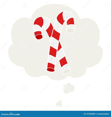 A Creative Cartoon Candy Canes And Thought Bubble In Retro Style Stock