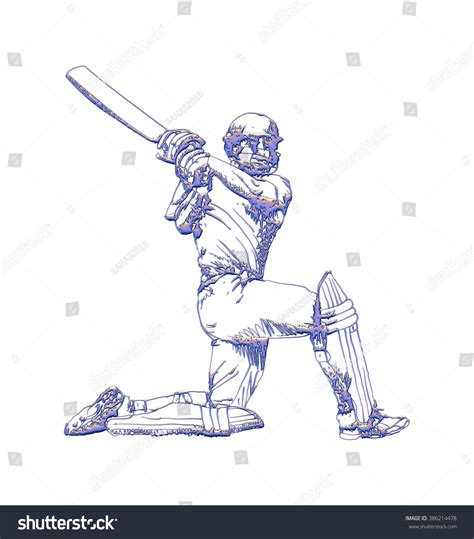 Cricketer Sketch 3d Sketch On Isolated Stock Illustration 386214478