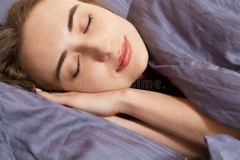 beautiful girl sleeps in the bedroom close up portrait stock image image of pillow dream