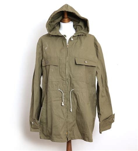 Vintage 1970s Military Green Canvas Anorak By Mmvintagestore