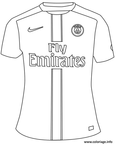 Coloriage Maillot Psg Paris Saint Germain Foot JeColorie Com