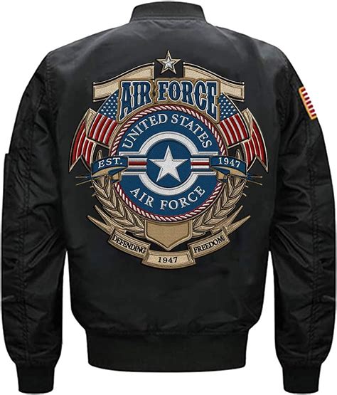 Us Air Force 1947 Ma 1 Flight Embroidered Bomber Jacket Black L