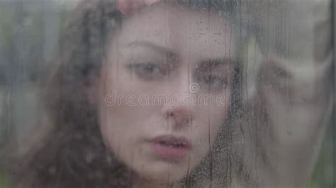 rainy day elegance woman standing under umbrella stock footage video of puddles season